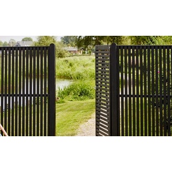 Holz Sichtschutz Sendai - Sichtschutzzaun aus Kiefer/Fichte in Schwarz – Zaunelement in 180 x 80 cm – Garten-Sichtschutz für Terrasse & Garten