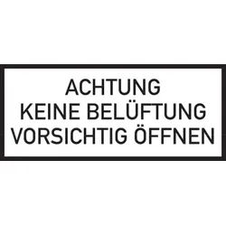 Hinweisschild, Achtung keine Belüftung, 150x350mm, Folie - 350x150 mm Folie selbstklebend
