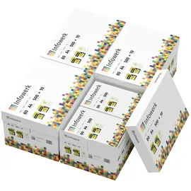 infowerk Druckerpapier Kopierpapier 20000 Blatt (40 x 500) DIN A4 80 g Premium Hochweiß CIE 160 Testsieger PEFC Umweltzertifikat