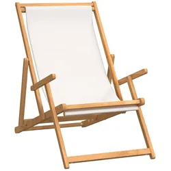 vidaXL Strandstuhl Klappbar Massivholz Teak Creme