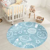 Carpet City Kinderteppich »ANIME912«, rund, 11 mm Höhe, Kinderzimmer Teppich Modern mit lustigen Cartoon-Figuren, Multi, blau