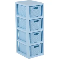 BranQ - Home essential Regal in Rattan Design, Blau,