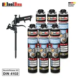 Brunnenschaum 6 x 750ml Bauschaum 1x Teflon Pistole Pistolenschaum Montageschaum