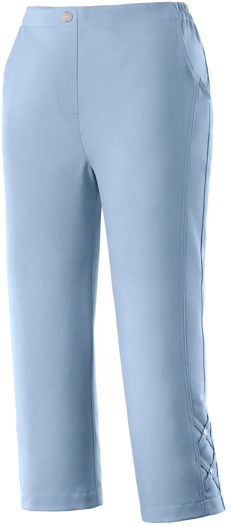 Caprihose CLASSIC BASICS, Damen, Gr. 52, Normalgrößen, blau (hellblau), 100% Polyester, unifarben, 3/4-Länge, Hosen Caprihose