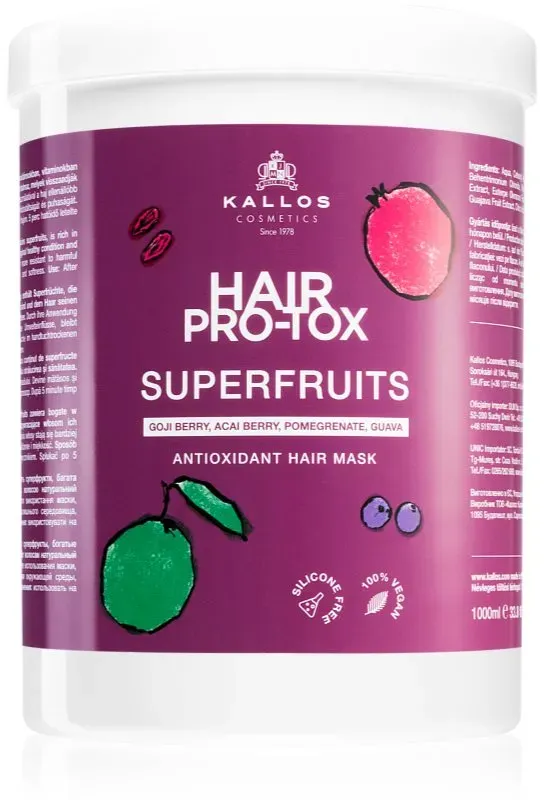 Kallos Hair Pro-Tox Superfruits Regenerierende Maske für strapaziertes Haar ohne Glanz 1000 ml