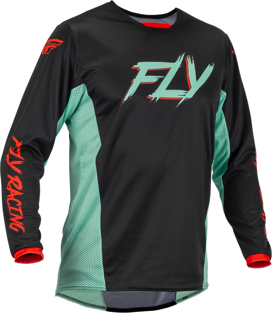 Fly Racing Kinetic S.E. Rave Motorcross shirt, zwart-rood-groen, XL