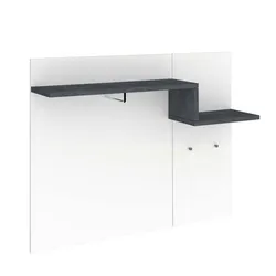 Dmora Eingangsmöbel Ezio, Moderner multifunktionaler Eingangsbereich, Mehrzweckschrank für Eingangsbereich, cm 120x30h100, glänzend weiß und Schiefer