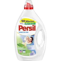 Persil Sensitive Gel (50 Waschladungen), Flüssigwaschmittel für Allergiker & Babys, mit beruhigender Aloe vera für sensible Haut, effektiv von 20 °C bis 95 °C