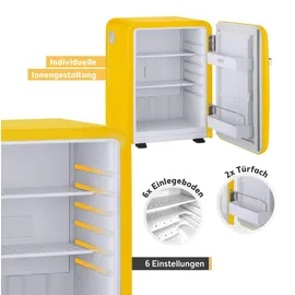 First Austria Retro Mini-Kühlschrank 40 l 56,2 cm hoch Gelb