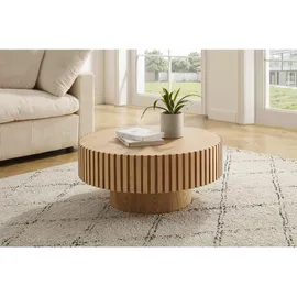 SalesFever Couchtisch rund beige Esche 80 x 34 cm