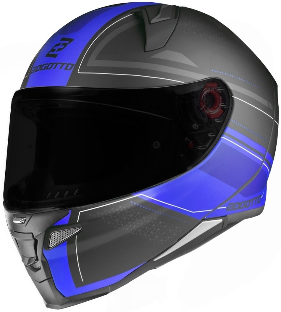 Bogotto FF110 Cinder Helm, zwart-blauw, S Voorman