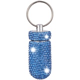 Bling Bling Pillenbox Schlüsselanhänger,MoreChioce Glitzer Strass Aluminiumlegierung Pille Fall Mini Pillendose Tragbare Pillenbehälter Schlüsselring Wasserdichte Pillenhalter Schlüsselbund,Hell Blau