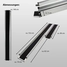 Trutzholm Teleskoprampe Rollstuhlrampe Alu grau schwarz 90-152 cm Traglast 272 kg inkl. Tragetasche