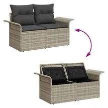 vidaXL Garten-Sofa-Set 9-tlg. hellgrau Polyrattan
