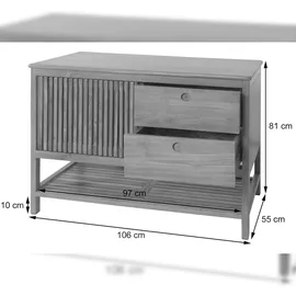 Mendler Teak-Waschbeckenunterschrank HWC-M70, Waschtisch Schrank, hochwertiges B-Grade-Teak (Kernholz, 20-30 Jahre), 81x106x55cm