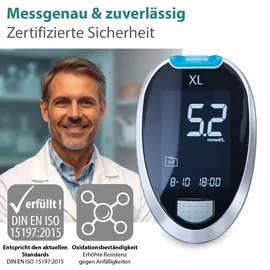 GlucoCheck XL Set [mmol/L] mit 110 Teststreifen zur Kontrolle des Blutzuckers 1 St