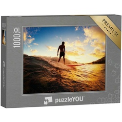 puzzleYOU Puzzle Puzzle 1000 Teile XXL „Surfer im Sonnenuntergang“, 1000 Puzzleteile, puzzleYOU-Kollektionen Surfen, Menschen