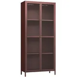 [en.casa] Vitrine Säkylä 180 x 80 x 35 cm Bordeauxrot