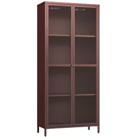 [en.casa] Vitrine Säkylä 180 x 80 x 35 cm Bordeauxrot