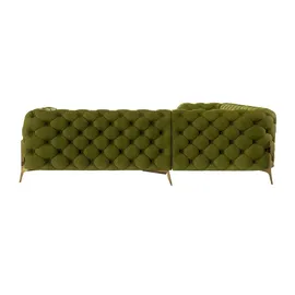 S-Style Ecksofa Chesterfield Lexi Olive Samt