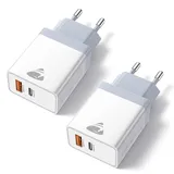 2-Pack USB C Ladegerät, USBC Stecker 20W iPhone Adapter USB-C Netzteil Mehrfach für iPhone 16 15 14 Pro Max Plus SE iPad, Samsung Schnellladegerät PD+QC Ladestecker USB Fast Charger Handy Ladeadapter