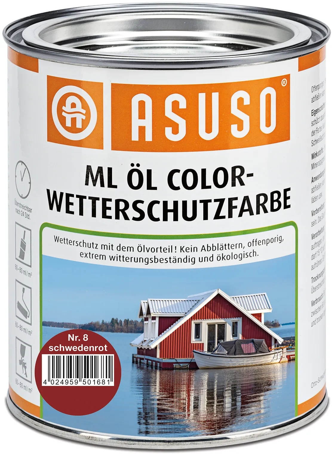 ASUSO ML Öl Color-Wetterschutzfarbe – Schwedenrot