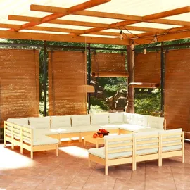vidaXL Garten-Lounge-Set 14-tlg. creme Kiefer