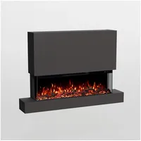 GF Core Elektrokamin Clear Wall XL Wandkamin mit 3D Feuer und Heizung (Thermostat), Elektrischer Kamin mit APP Steuerung, Heizleistung (900- 1800 W) grau 36 cm