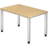 Hammerbacher Schreibtisch ahorn rechteckig, 4-Fuß-Gestell silber 120,0 x 80,0 cm