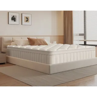 Taschenfederkernmatratze Matratze 7-Zonen Federkernmatratze H3 orthopädische matratze, Adormii, 25 cm hoch, (Federkernmatratze mit Spannbettlaken, 10-Sichten Atmungaktive Material EU-Qualitätszertifizierung), Matratze 90x200 cm, für Kinder und Erwachsene weiß 90 cm x 200 cm x 25 cm