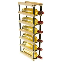 PROREGAL Modulares Weinregal VINOTECA MOD METAL | HxBxT 62,5x12,5x24,5cm | 1x6 Flaschen | Massives Kiefernholz | Natur | Flaschenregal