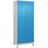 C+P PSA Doppel-Spind Classic PLUS, Füße, 2 Abteile, 1950x800x500mm, 7035/5012 Verschluss Zylinderschloss