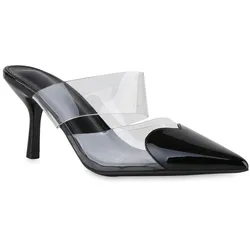 Damen Pantoletten in Schwarz Lack
