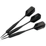 Kings Dart Steeldarts Set mit Flights, Schäfte, Box | 3X Turnier Dartpfeile für Steeldart | 22g o. 24g |100% Messing-Barrel, Aluminium-Schaft | Schwarz | Markenqualität