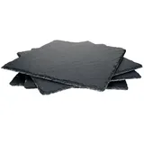 MamboCat Servierplatte 4x Schieferplatten 30x30cm Untersetzer Deko-Teller Servier-Platte, Schiefer schwarz