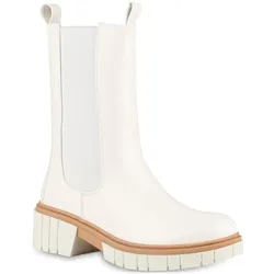Damen Plateaustiefel in Weiss Kroko