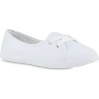 VAN HILL Damen Sportliche Ballerinas Flach Basic Bequem Schuhe 215867 Weiss 42 - 42