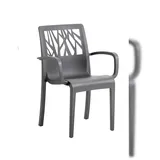Grosfillex 4er-Set Armlehnstuhl VEGETAL ANTHRACITE RECYCLÉ