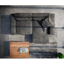 DeLife Ecksofa Sirpio XL 270x170 cm Mikrofaser Vintage Anthrazit Recamiere variabel