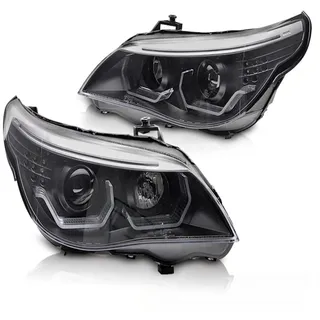 3D LED Angel Eyes Scheinwerfer für BMW 5er E60 / E61 03-07 schwarz LED Blinker