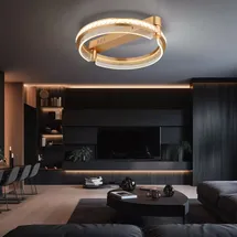 GLOBO Deckenleuchte Deckenlampe Kristalllampe dimmbar Fernbedienung gold LED d 40 cm