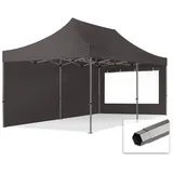 TOOLPORT 3x6m - mit 2 Seitenteilen (Panoramafenster) Premium Dach Partyzelt grau