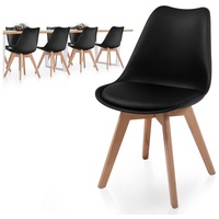 MIADOMODO Esszimmerstuhl Esszimmerstühle 2/4/6/8er Set - aus Kunststoff & Massivholz, Farbwahl (8 St) schwarz