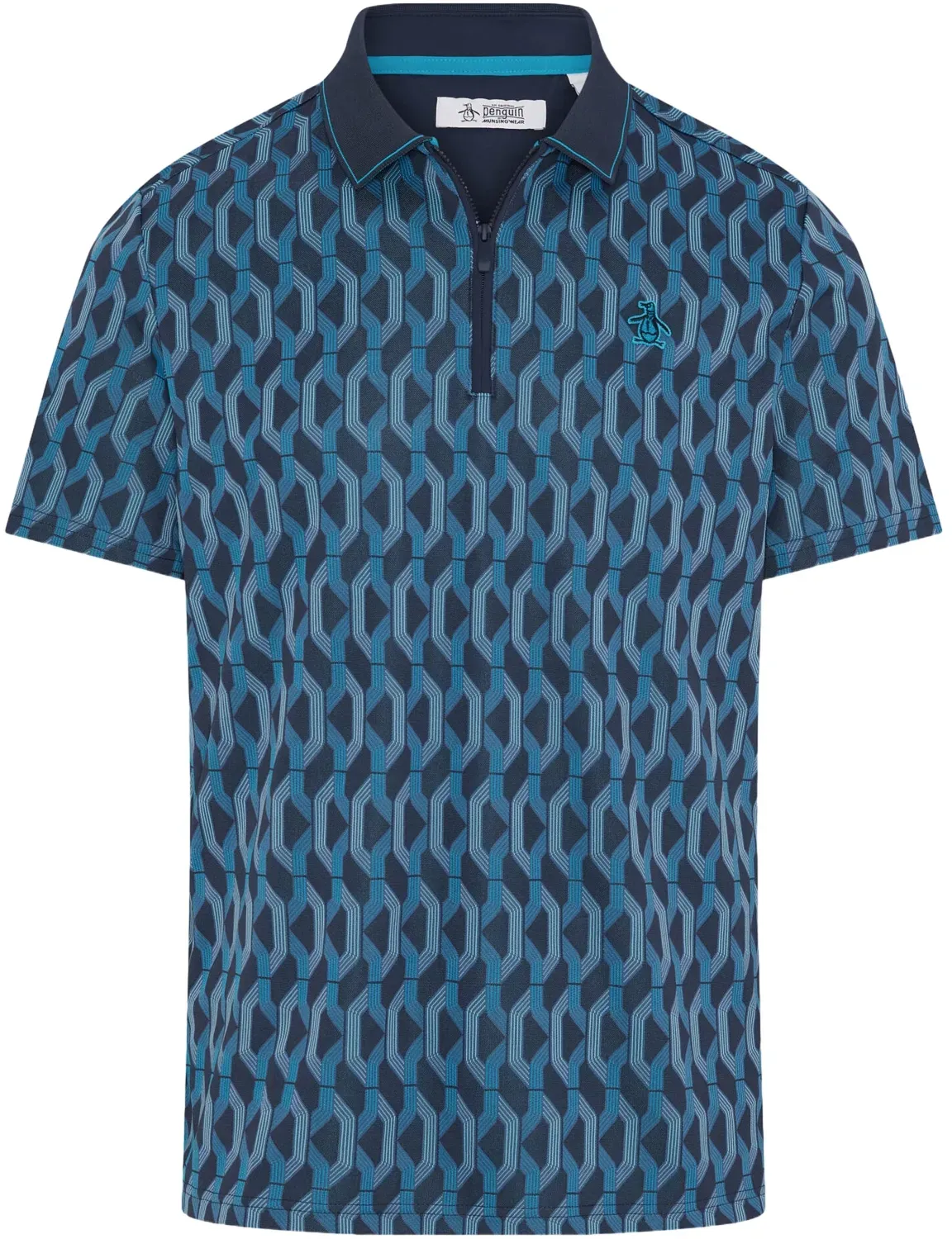 Original Penguin Polo All Over Jacquard, schwarz/blau
