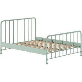 Vipack Metallbett VIPACK "Bronxx, standfest gebaut, gradlinige Optik in zeitlosem Design", grün (grün matt, grün matt, grün matt), B:166,5cm H:110cm L:207cm, Betten, inkl. Lattenrost, Mittelsteg und Fußstütze unter der Liegefläche