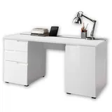 bega office Stella Trading SPICE Schreibtisch mit Schubladen, Hochglanz Weiß - Bürotisch Computertisch fürs Homeoffice mit Stauraum und praktischer Tabletleiste - 158 x 76 x 67 cm (B/H/T)