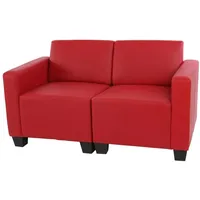 Mendler Modular 2-Sitzer Sofa Couch Lyon, Kunstleder ~ rot