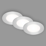 Briloner Leuchten - 3er Set Einbauleuchten Decke LED Einbaulampen ultraflach, Einbaustrahler, neutralweißes Licht, Chrom-Matt, 86x30 mm (DxH), 7125-434