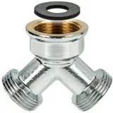 tecuro Y-Verteiler allseitig 3/4 Zoll Messing Verchromt Inkl. Dichtung