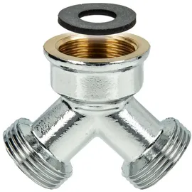 tecuro Y-Verteiler allseitig 3/4 Zoll Messing Verchromt Inkl. Dichtung